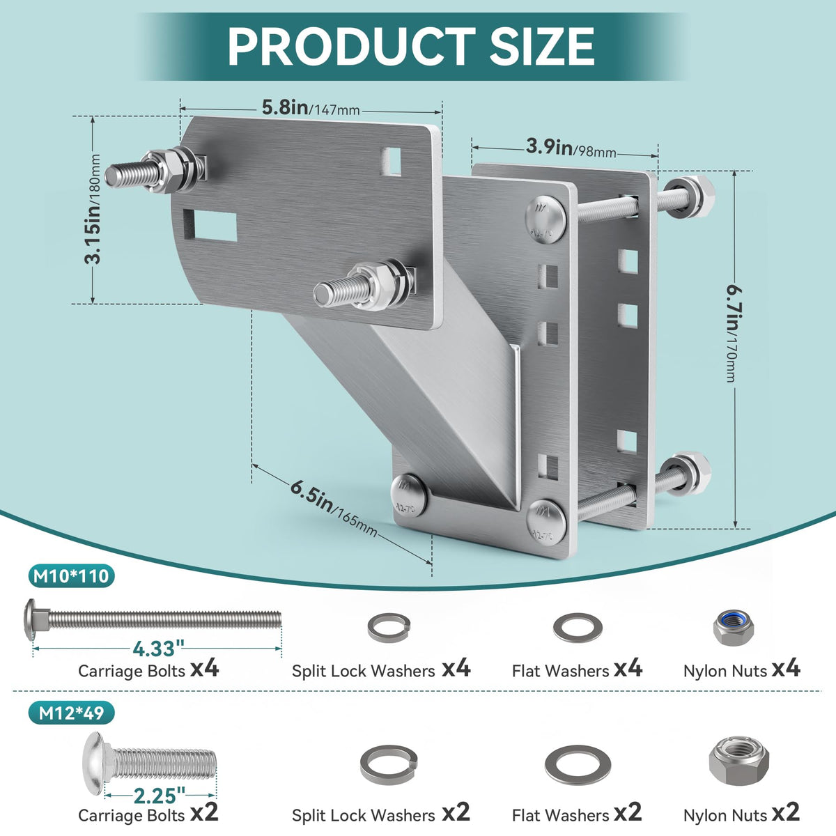 Fadachai close-up of continuous welds and rectangular backplate for reinforced strength