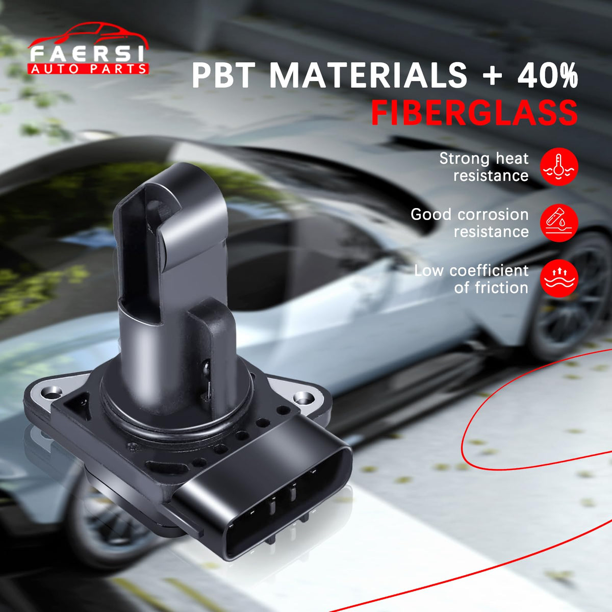 FAERSI sensor side connector detail highlighting secure electrical connection benefit