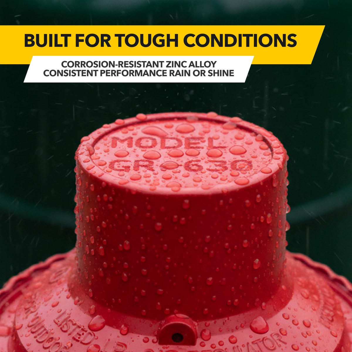 Fairview regulator zinc-alloy finish close-up emphasizing long-lasting corrosion resistance