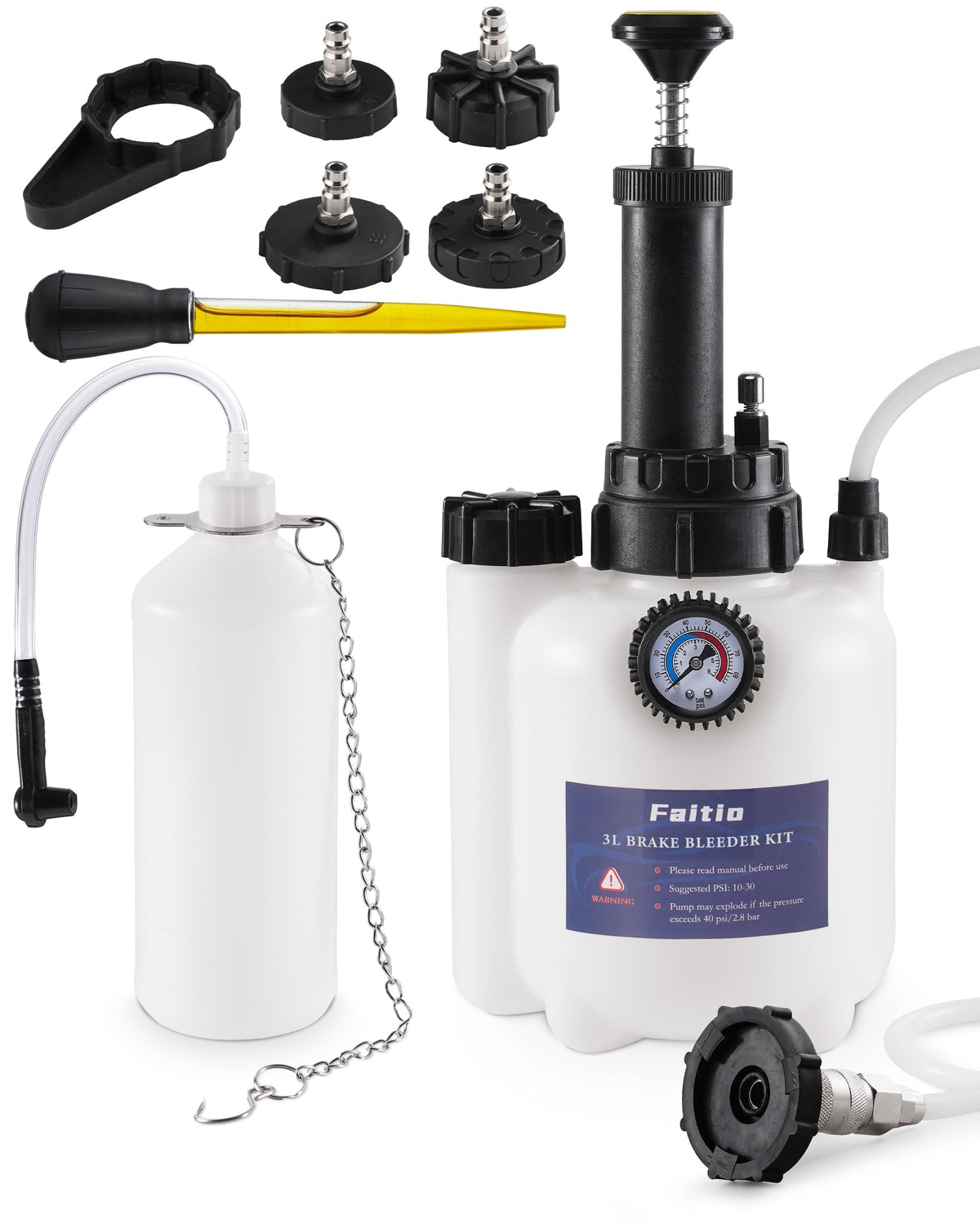 FAITIO front overview of full kit showing clean, single-person bleeding