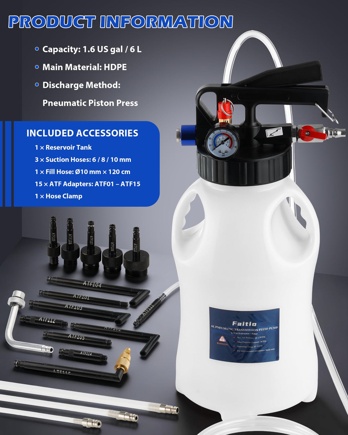 FAITIO shop bench setup with pump highlighting efficient workflow benefits