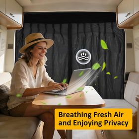 Falafa screen in camping lifestyle setup showing bug-free interior and comfort benefit