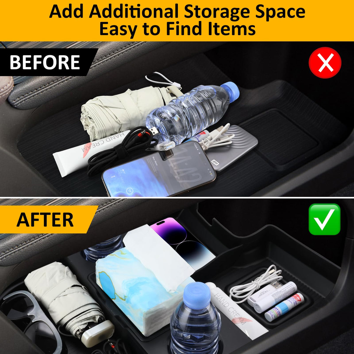 Falafa lifestyle image of family roadtrip showing organized center console convenience