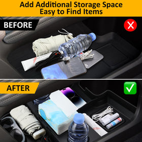 Falafa lifestyle image of family roadtrip showing organized center console convenience