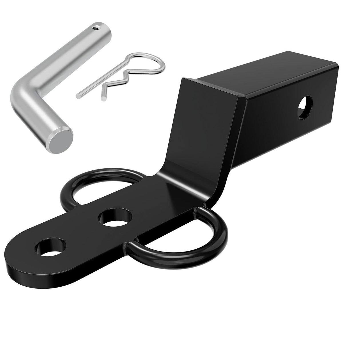 Famiron front view of 2-inch 3-way hitch adapter showing solid construction and versatility
