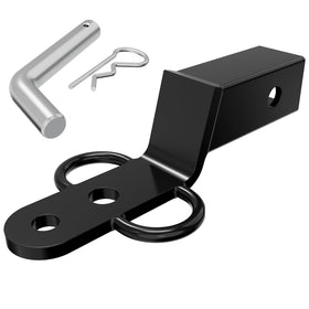 Famiron front view of 2-inch 3-way hitch adapter showing solid construction and versatility