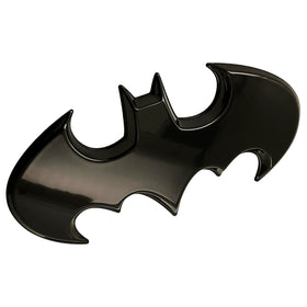 Fan Emblems Batman badge front view showing black chrome finish and bold logo
