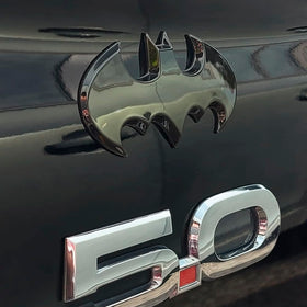 Fan Emblems Batman badge profile close-up showing 3D depth and durable edges