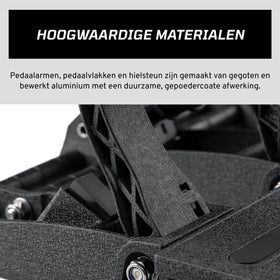 Fanatec pedals mounted in a sim cockpit conveying realistic driver positioning and immersion