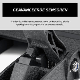 Fanatec throttle and clutch Hall sensor detail illustrating durable contactless inputs