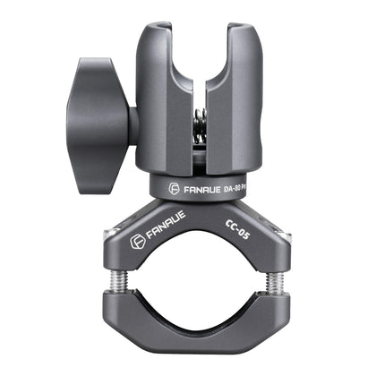 FANAUE front view handlebar clamp showing compact mounting base and 1-inch ball, for stable device mounting