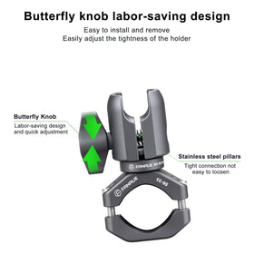 FANAUE clamp mounted on motorcycle yoke, offering versatile anchoring for navigation devices