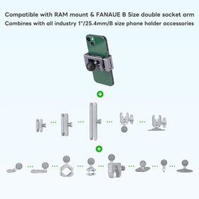 FANAUE side profile with phone clamped demonstrating secure riding hold