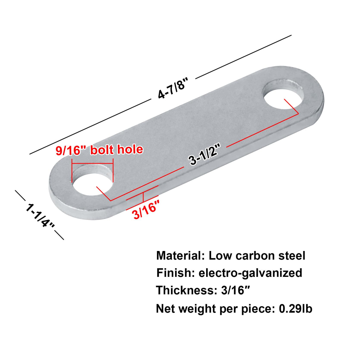 Fanmao close-up showing 3-1/2" center spacing and 9/16" bolt hole for precise fit