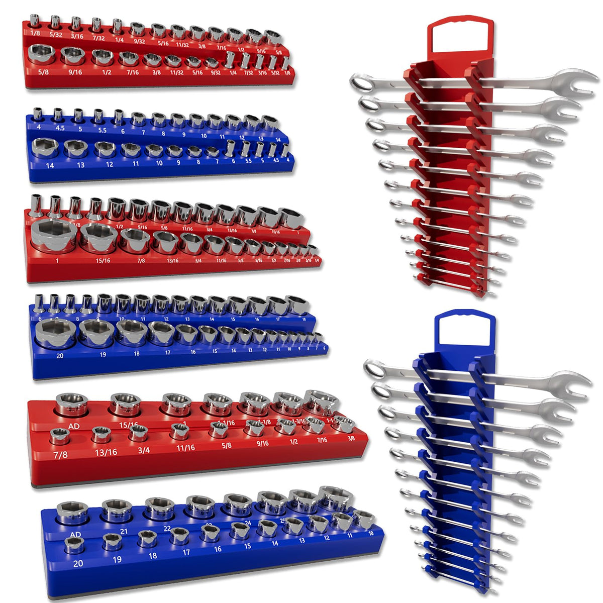 Fanmoss front view of full organizer set showing color-coded benefit
