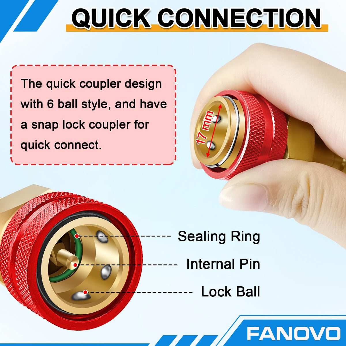 FANOVO adapter attached to R134a hose allowing R1234yf compatibility benefit
