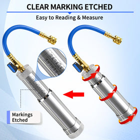 FANOVO injector in use on car AC to trace leaks and add dye benefit