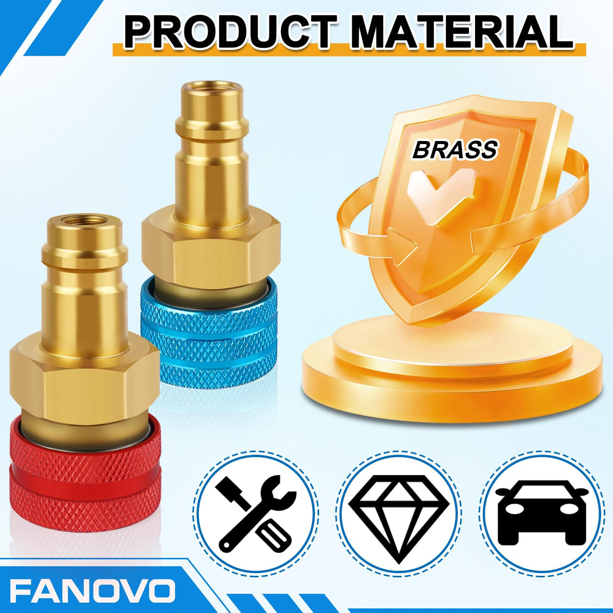 FANOVO adapter size scale with ruler showing compact, portable benefit