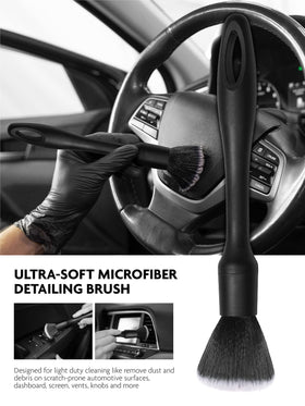 Fantasticlean boar hair brush detail showing soft dense bristles that protect leather surfaces