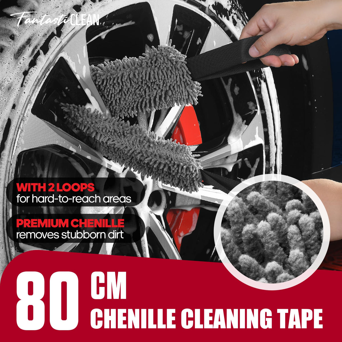 Fantasticlean curved detailing brush in use cleaning lug nut holes effectively