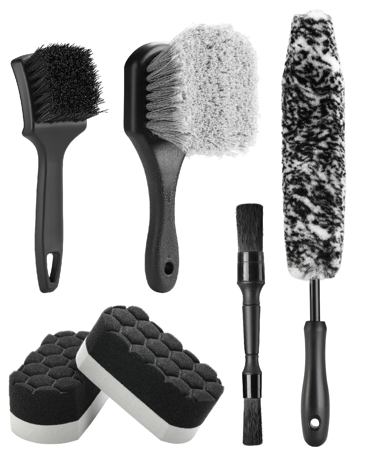 Fantasticlean front view of complete wheel brush kit, professional cleaning result