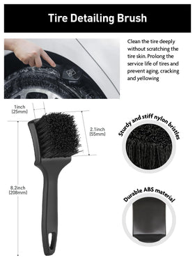 Fantasticlean narrow-tip brush removing dirt from lug nut recess, precise cleaning