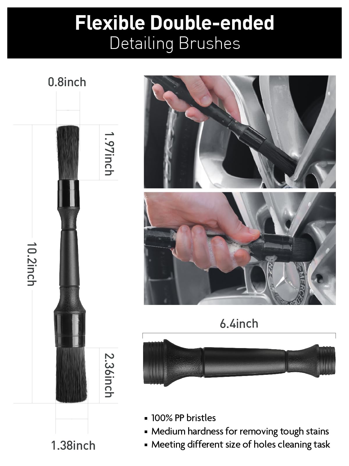 Fantasticlean wide brush scrubbing tire sidewall, removes grime without scratching