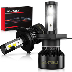 FANTELI front view of H4/HB2 LED pair showing compact direct-fit design and easy install benefit