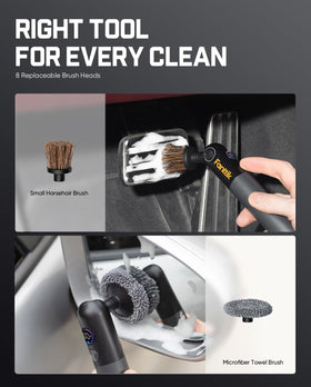 Fanttik Flip G10 removing brake dust from a wheel rim for efficient exterior cleaning