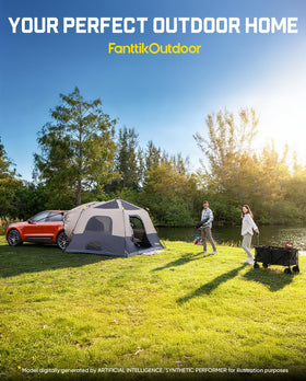 FanttikOutdoor family using the tent at campsite showing practical outdoor living