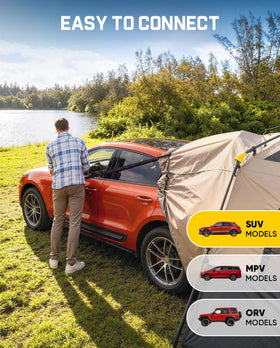 FanttikOutdoor tent attached to an SUV tailgate for car-camping convenience