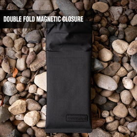 Faraday Defense close-up of magnetic double-fold closure ensuring reliable signal isolation