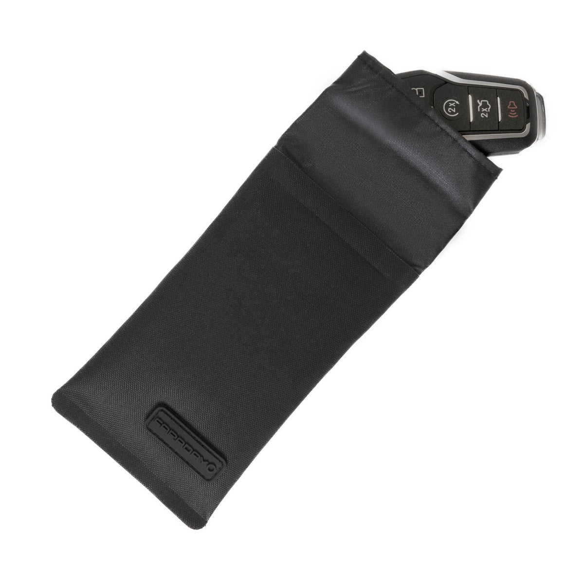 Faraday Defense on glovebox shelf demonstrating vehicle security storage