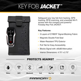 Faraday Defense pouch holding key fob and cards to prevent relay theft and skimming