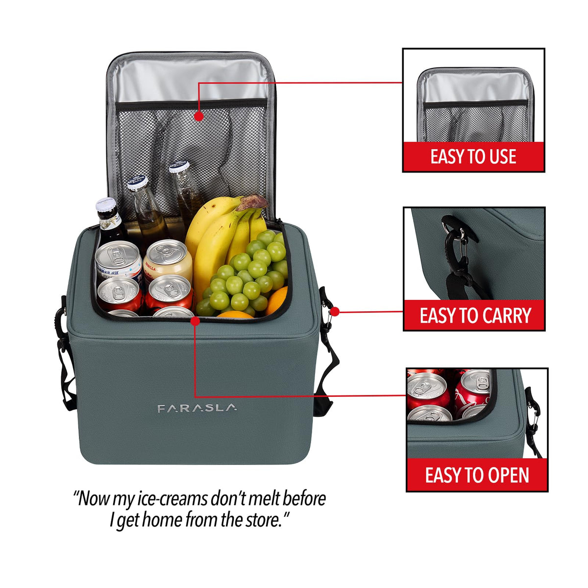 Farasla side pockets and flap pocket image showing organized small-item storage benefit