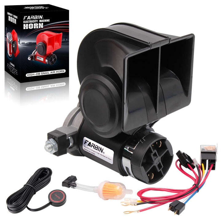 FARBIN air horn front view showing compact durable housing and high-volume design benefit