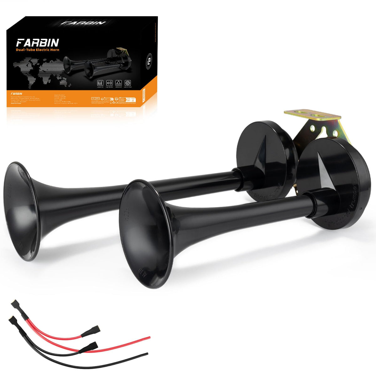 FARBIN front packaging showing horn kit and accessories, clear benefit visible