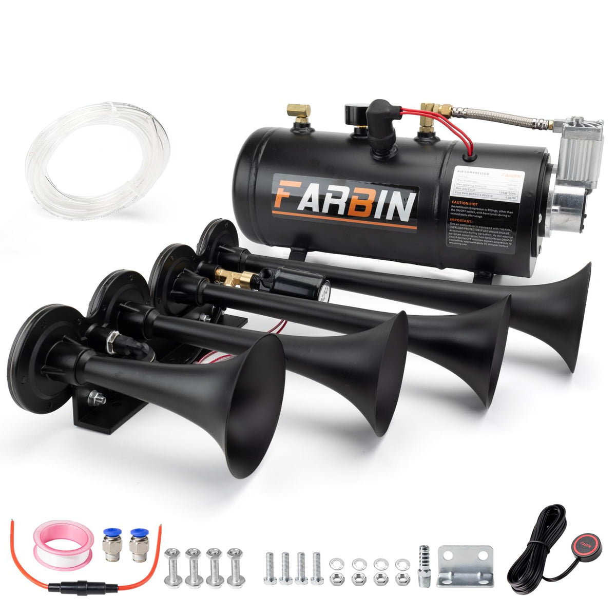 FARBIN front view of assembled horn kit showing complete setup and durability
