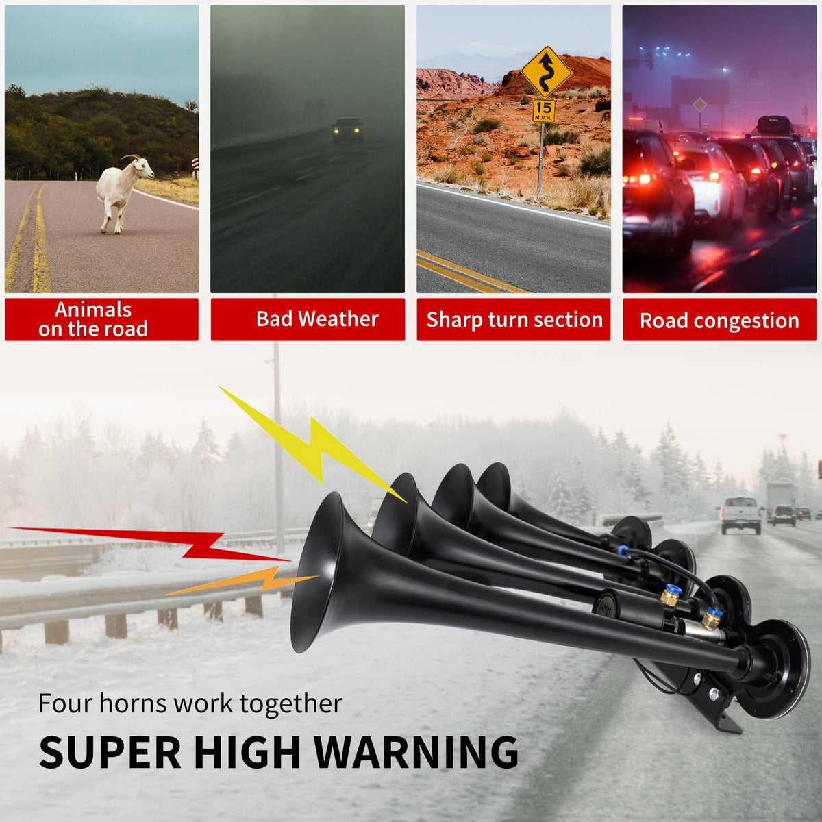 FARBIN horn mounted on a truck bumper demonstrating clear installation fit