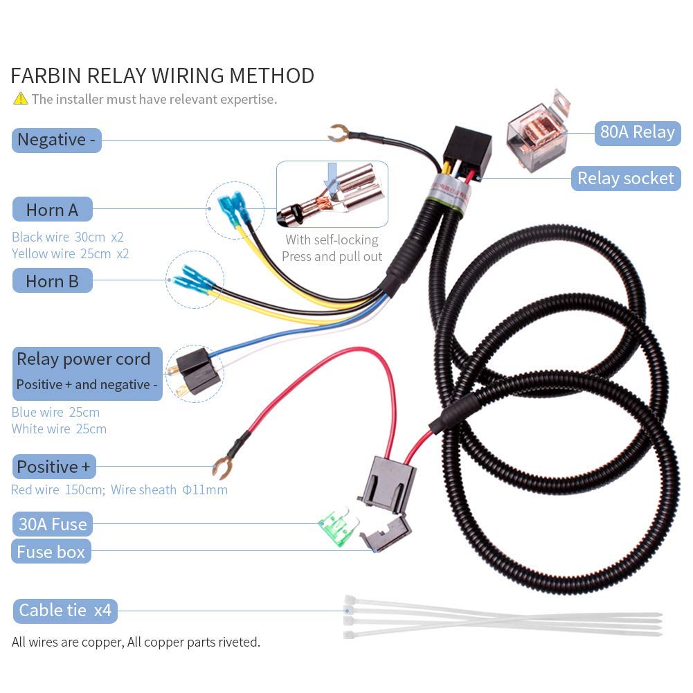 FARBIN horn fitted to motorcycle fork for compact, loud signaling