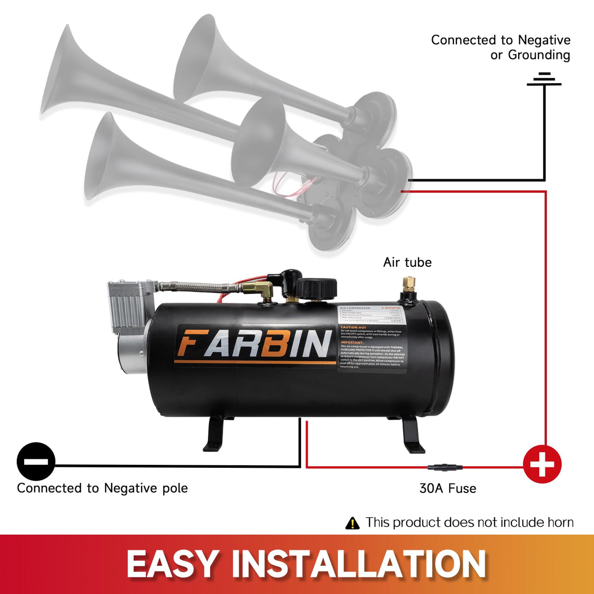 FARBIN lifestyle shot of truck horn in use showing powerful air horn performance