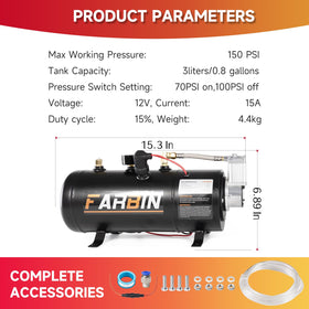 FARBIN size comparison with hands showing compact 0.8 gal tank for space-saving fit