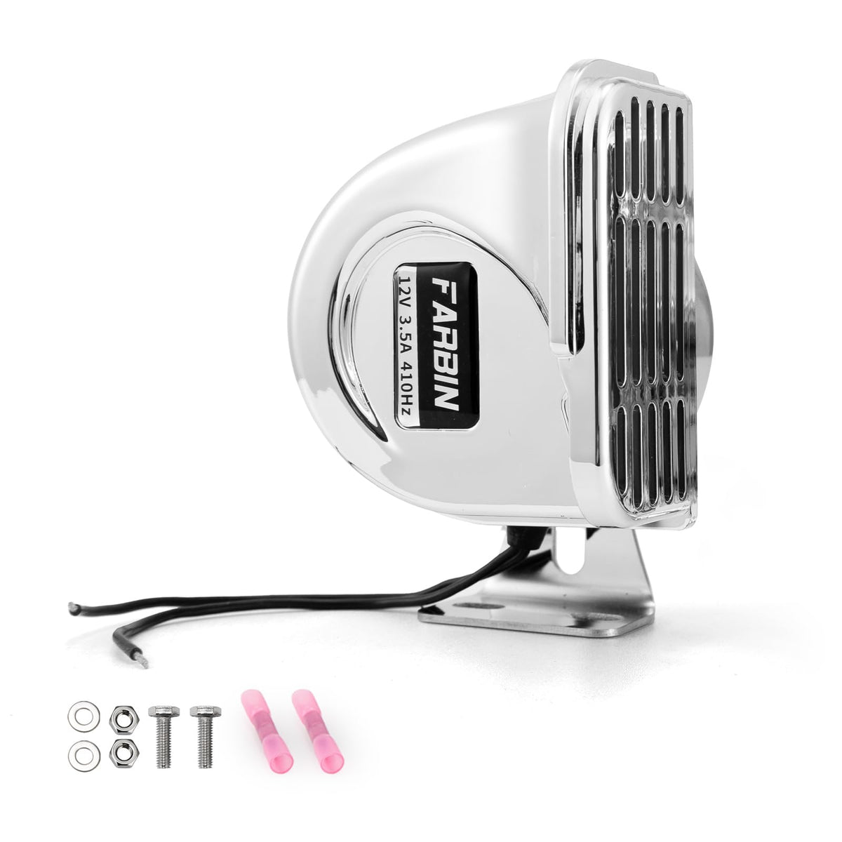 FARBIN stainless steel front view showing durable waterproof shell and loud projection