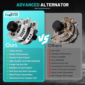 Farrme alternator beside ruler showing size and correct fitment for vehicles