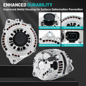 Farrme alternator installed in Nissan engine bay demonstrating direct-fit benefit