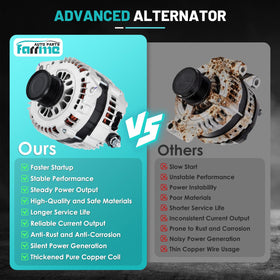Farrme alternator side profile showing die-cast housing for improved cooling
