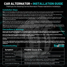 Farrme alternator next to ruler illustrating compact size for easy installation