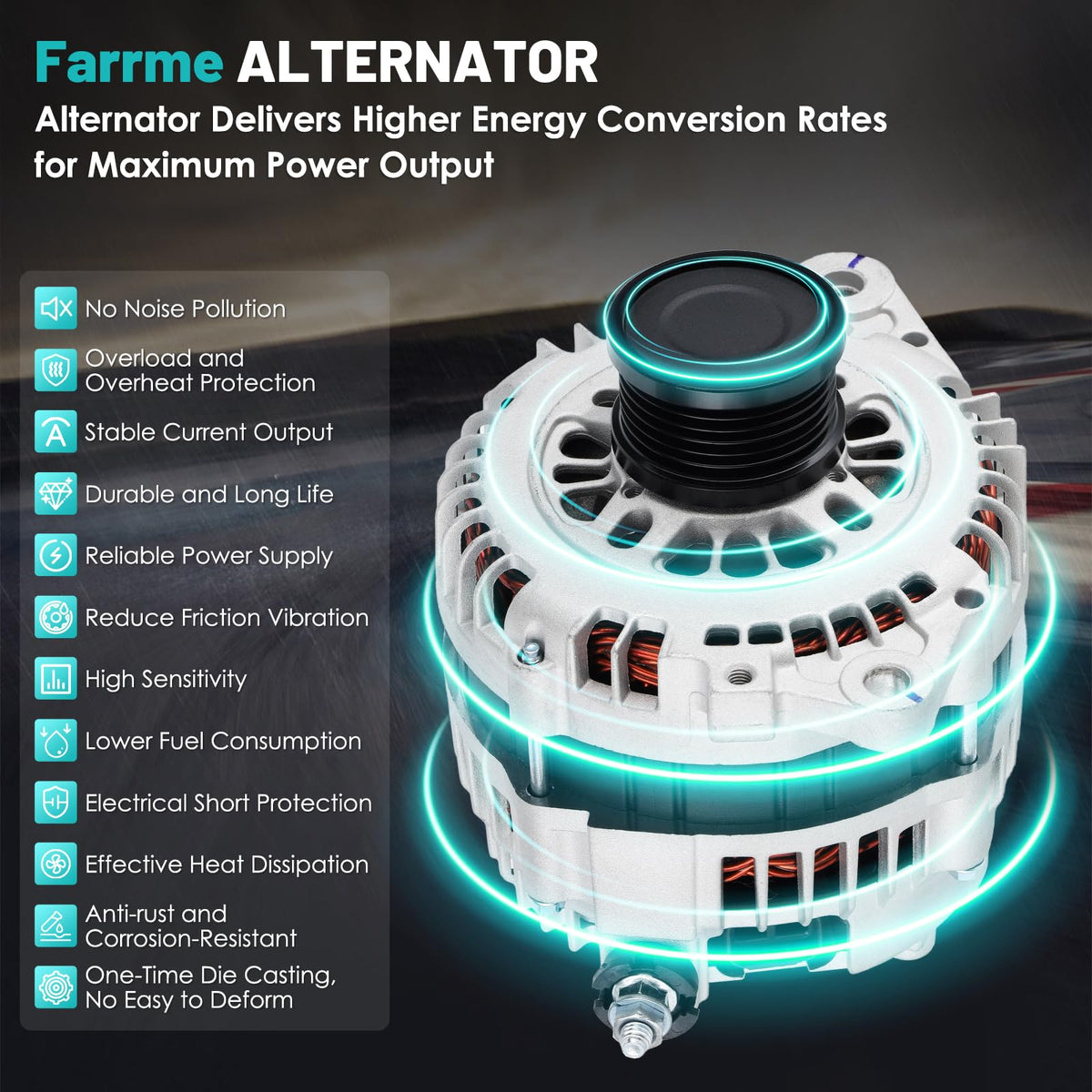 Farrme alternator electrical connector detail ensuring correct plug alignment
