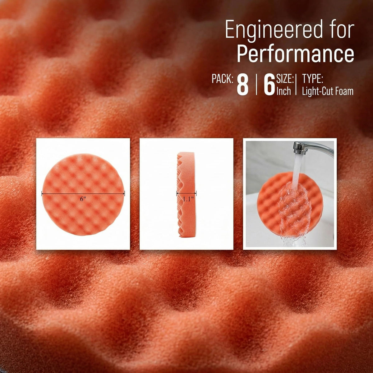 Fasmov close-up of waffle foam texture for even product distribution and finish
