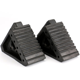 Fasmov front view of two rubber chocks showing size and finish, enhancing safety